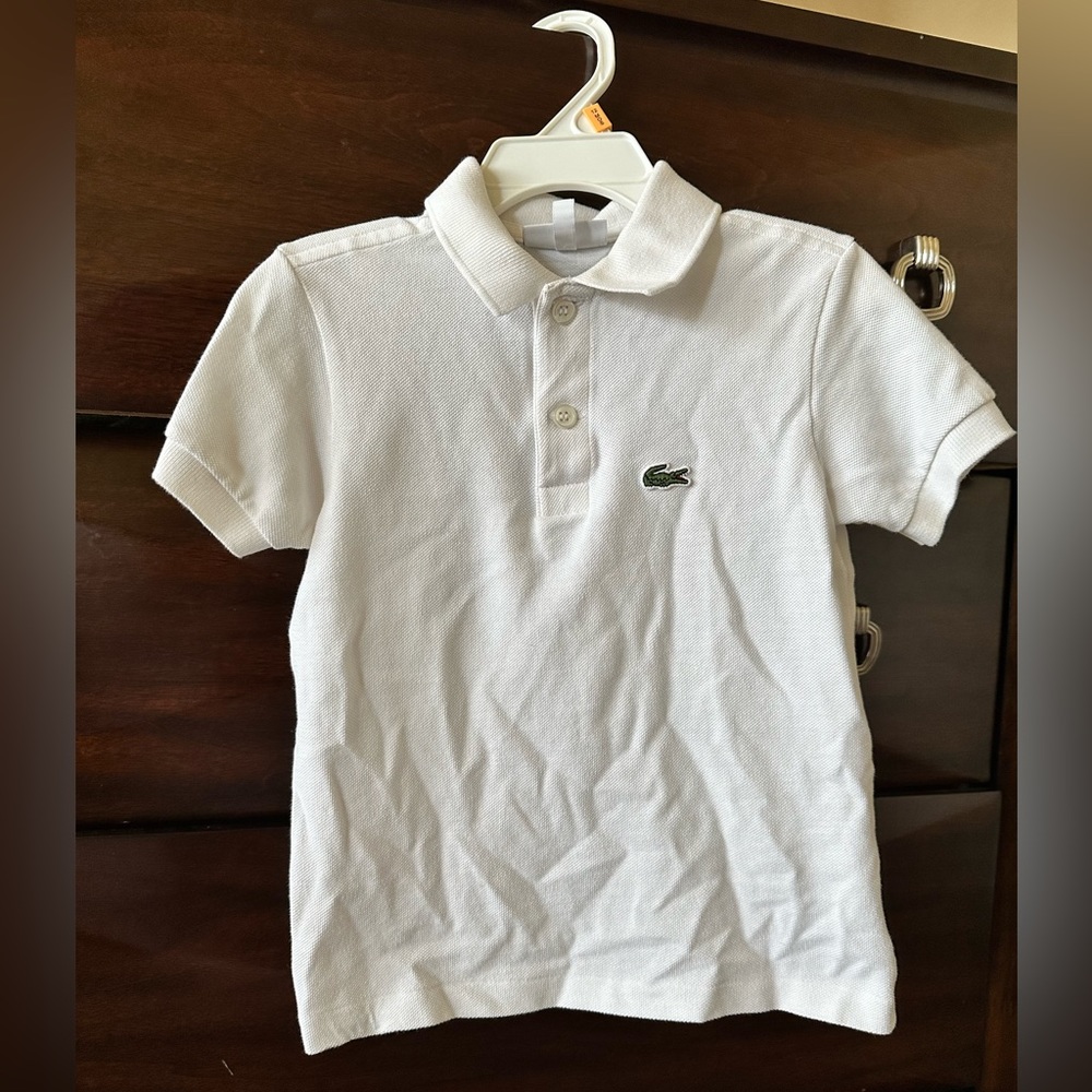 White 4T boys lacoste shirt.